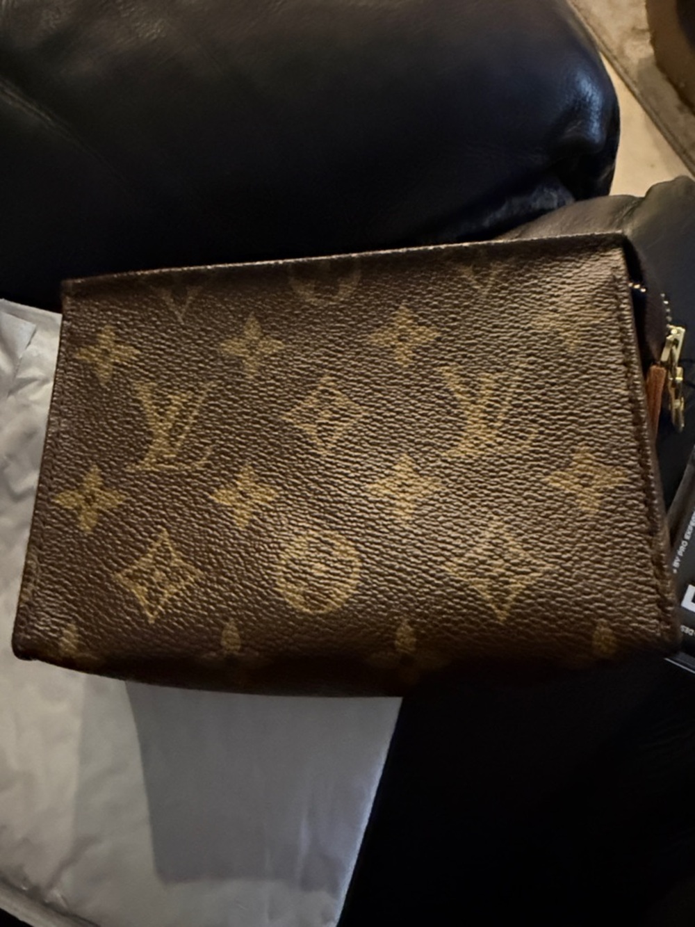 Louis Vuitton Brown Canvas Zip Pull with Vachetta Leather Tab